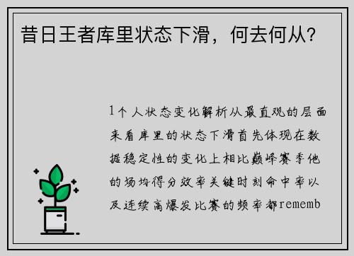 昔日王者库里状态下滑，何去何从？